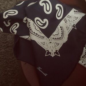 Faconnable Navy and White Paisley Silk Scarf
